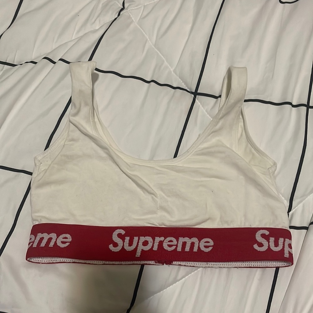Supreme White and Red Bra